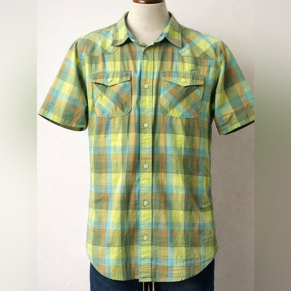 Patagonia Green and Brown Plaid Button Down Shirt - Picture 1 of 4